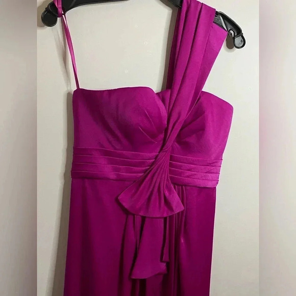 BCBGMaxAzria ‘Palais’ One Shoulder Formal Pink Dress Pleated/Draped Details -SZ4 - Picture 4 of 8